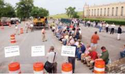 At the National Pavement Preservation Conference in Nashville, different surface treatments are placed and compared at an outdoor setting