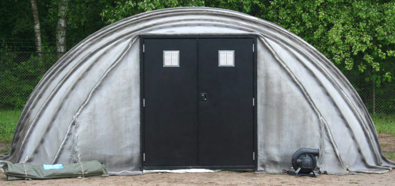 Concrete canvas tent