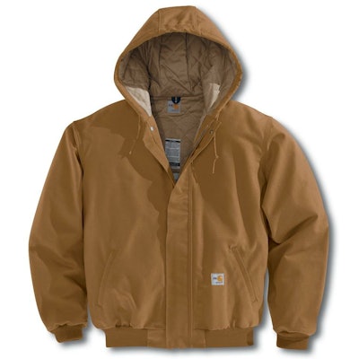 Carhartt’s FRJ184 flame-resistant jacket is NFPA 70E compliant and HRC 4-rated.