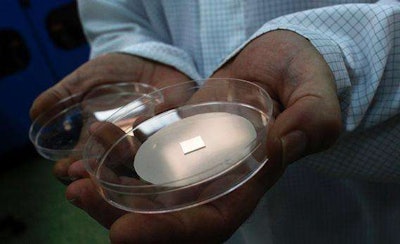 A piece of silicon carbide disk covered with a layer of graphene. Credit: Kacper Pempel/Reuters