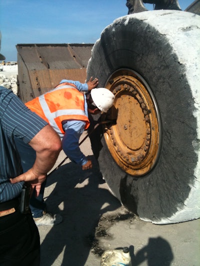 At a minimum you or your operators should check your earthmover tires’ air pressure once a week. Daily is better.