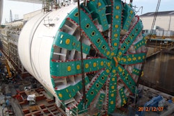 The nearly-assembled Bertha with cutterhead installed. Credit: WSDOT Flickr