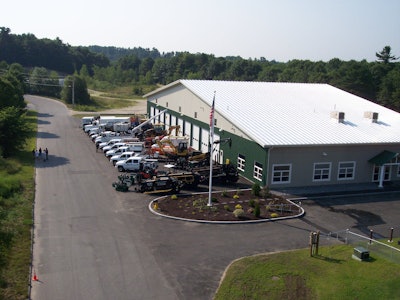 Aerial view of the ETTI offices and machine shop in Lisbon Falls, Maine. The building is 24000 square feet and was built in 2008.