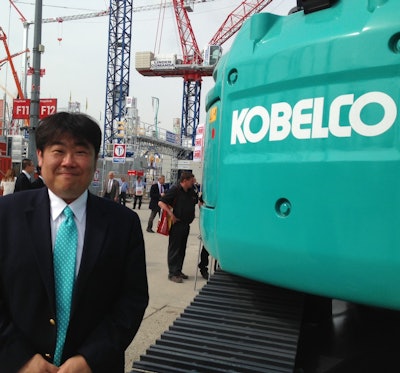 Kobelco President and CEO Katsuhiko “Pete” Morita at the Bauma trade show in 2013.