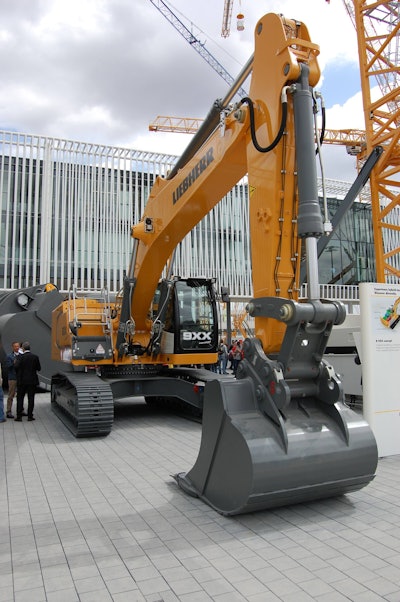 Liebherr’s prototype hybrid excavator, R 9XX, was on display at Bauma 2013.