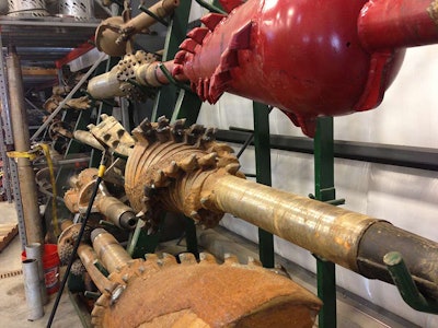 A rack of HDD drill bits in the ETTI machine shop.