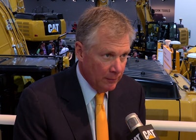 Caterpillar Chairman and CEO Doug Oberhelman at the Bauma 2013 equipment show.