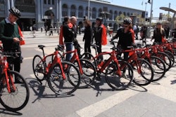 Media professionals test the Turbo bikes at the North American release.