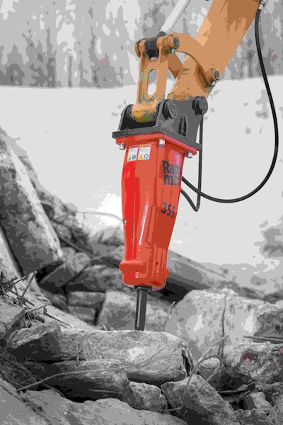 The new small hammers from Rammer, like the 355 shown here, use technology from larger models while offering a box type housing to protect the power cell.