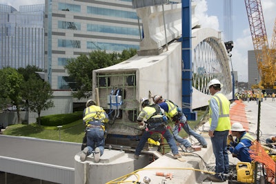 One arch down, 11 more to go. The project is due for completion this fall.