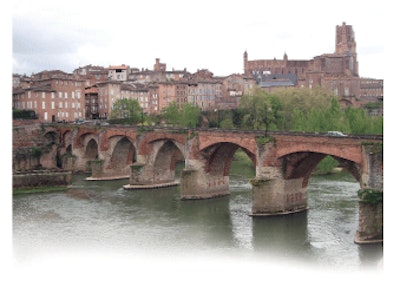 The Pont Vieux and the Cathedral de Sainte Cecile.