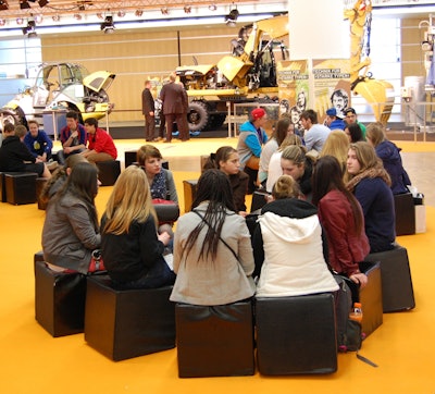 The Think Big hall at Bauma had plenty of room for static displays as well as gathering spaces, refreshments and techno-music to keep the atmosphere lively.