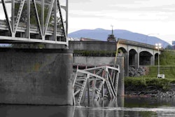 A portion of the I-5 bridge collapsed into the Skagit River in Washington State in May. (Photo: AP/Elaine Thompson via The Huffington Post)