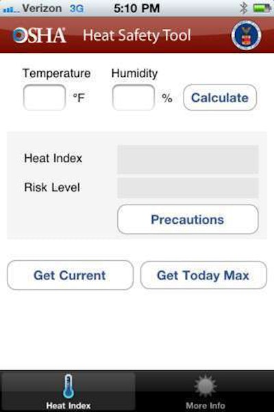 OSHA heat safety app