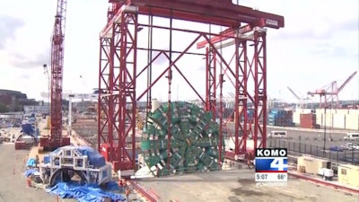 Big Bertha lowered into pit