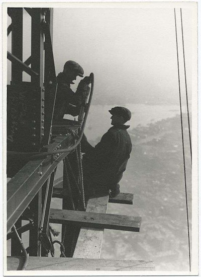 Teamwork high above the ground. Credit: Lewis Wickes Hine