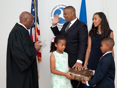 Anthony Foxx is sworn in as the U.S. Secretary of Transportation.