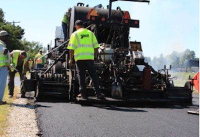 After Gallagher Asphalt’s HIR train passes comes compaction – then traffic.