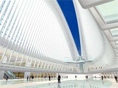 The WTC transportation hub will feature two wing-like sections that will open on September 11 each year to let light shine through a skylight. (Photo: Port Authority of New York & New Jersey and STV Incorporated, via LowerManhattan.info)