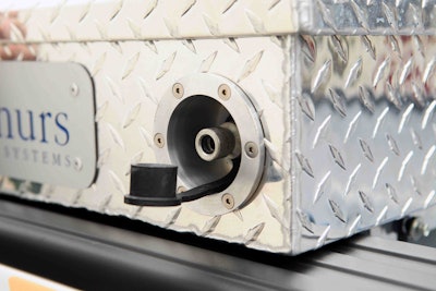 The fuel port on this CNG unit is located on the side of the truck’s tool box, on the driver’s side of the truck.