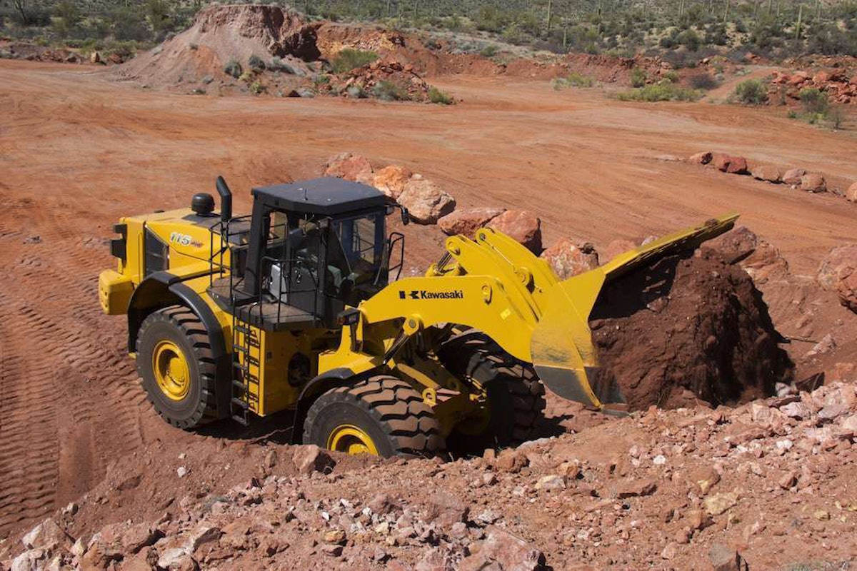 Heavy-duty Kawasaki 115Z7 wheel loader features 8.3-cubic