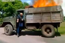 Russian dump truck fire