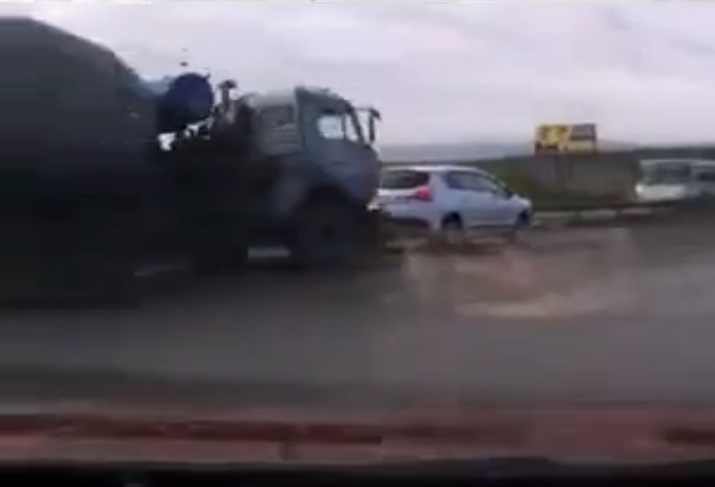 cutting off a cement truck