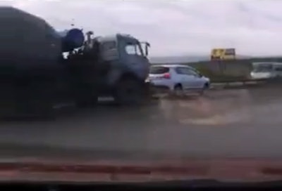 cutting off a cement truck