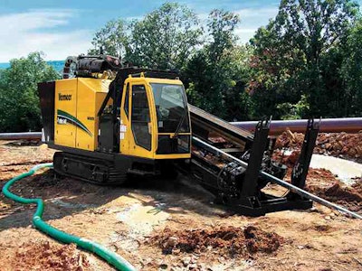 Vermeer’s D100x140 Navigator, designed for water, sewer and gas pipeline work, has maximum rotation speeds up to 200 rpm.