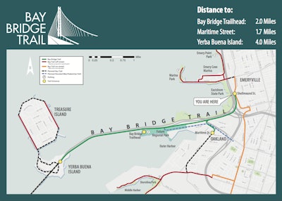 A map details a plan for the Bay Bridge bike and pedestrian path, which will eventually lead to Verba Buena Island. (Photo: Caltrans)