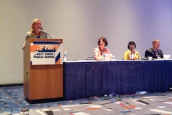 Four American Public Works Association (APWA) Transportation Committee members discussed MAP-21 at the APWA Congress and Exposition in Chicago, Illinois, August 27, 2013. (From left: Susan Hann, city manager for the City of Palm Bay, Florida; John Davis of BBG Consulting; Kathleen Davis, director of Highways and Local Program with Washington State Department of Transportation (WSDOT); and Debra Hale, executive director with the Transportation Agency for Monterey County in Salinas, California)