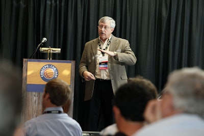 Joe Schlabach of Deister Machine Co. in Fort Wayne, Indiana, hosts an educational session at ConExpo-ConAgg 2011.