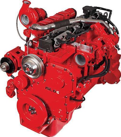Similar to a diesel engine but with spark plugs, the Cummins ISL G engine runs on natural gas fuel.