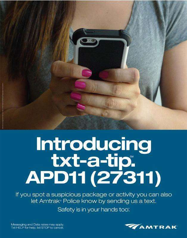 AMTRAK POLICE DEPARTMENT TXT-A-TIP