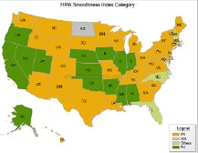 Specified pavement profiling indices by state, hot-mix asphalt pavements