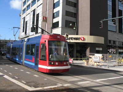 A modern streetcar in Cincinnati