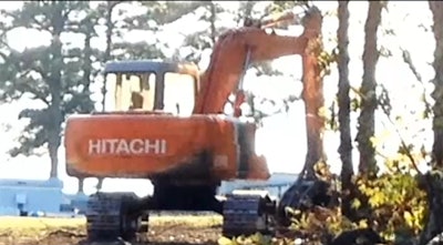 The excavator stolen from the Confederate flag memorial site near Chesterfield, Virginia.