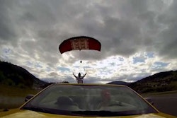 skydive into car