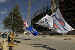 Topping off Ceremony Lambeau Field Expansion Christmas tree construction crews