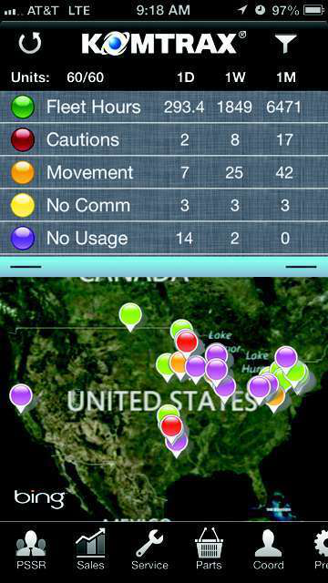 Komatsu Komtrax iPhone app