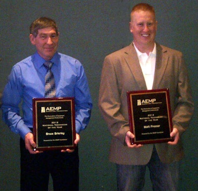Brierly, left, and Presser, right, were awarded AEMP’s 2013 National Technicians of the Year.