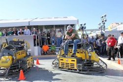 Wyatt Molzahn takes a turn during his winning run at the 2013 Wacker Neuson Trowel Challenge in Las Vegas.