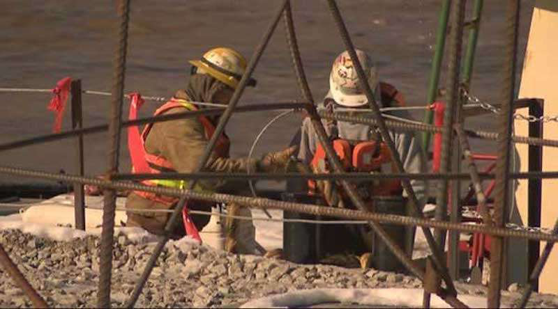 Walsh Construciton workers at work on the Ohio River Bridges Project in Louisville. Credit: WAVE-TV