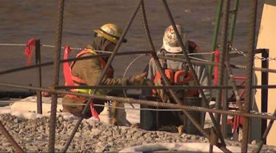 Walsh Construciton workers at work on the Ohio River Bridges Project in Louisville. Credit: WAVE-TV