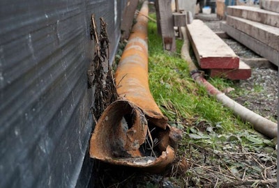 The 57-foot long section of pipe that brought Bertha to a halt. The pipe was pulled out of the ground soon after the stoppage. Credit: WSDOT Flickr