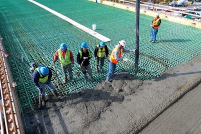 The company takes on a variety of concrete work, including this bridge deck pour.