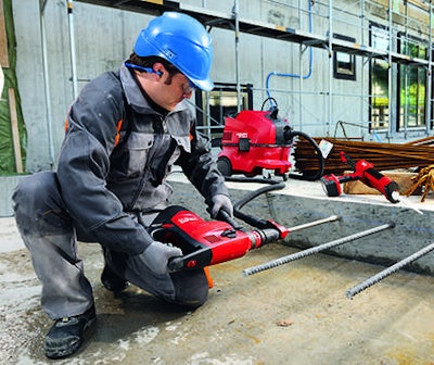 Dust-free concrete hole drilling eliminates the tedious task of having to brush and blow to clean out the hole.