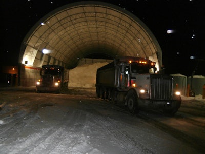 ODOT receives a large load of salt from its storage facility in Wayne County.