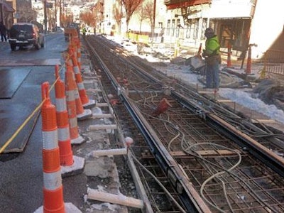 The King Heat system wasn’t enough to keep trackbeds warm for concrete pours on Cincinnati’s streetcar this week.