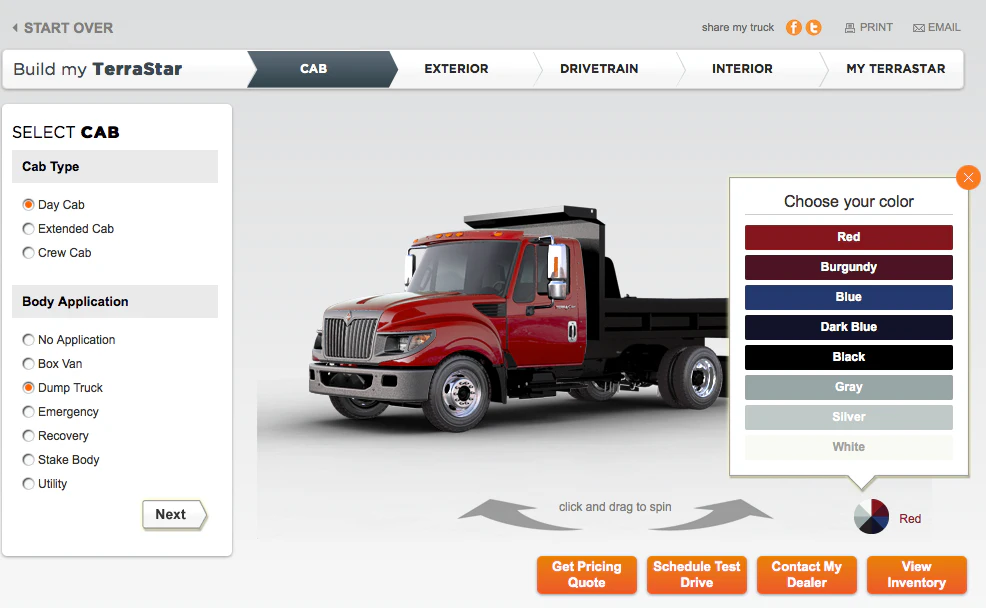Navistar Design Build and share your work truck online with Navistar’s new Web ...